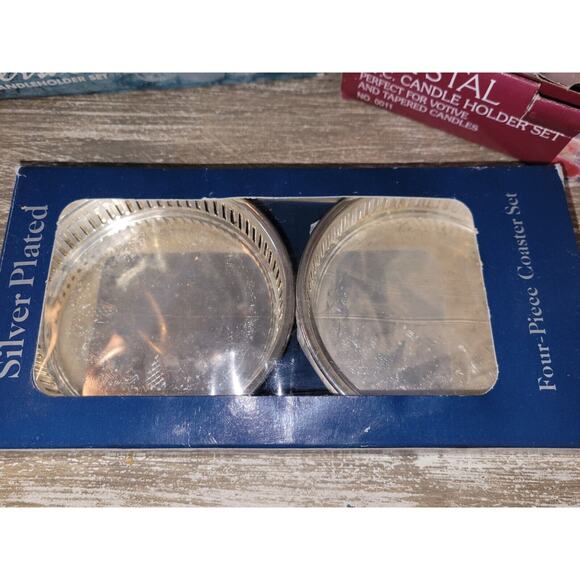 Lot Of Vintage In Packaging Crystal Candle Holders Burns Photo Album And... - Picture 2 of 8